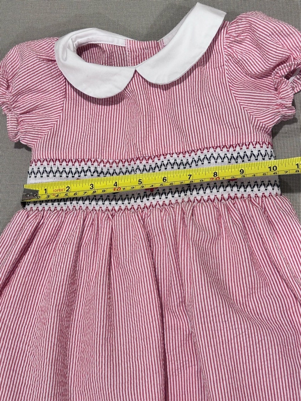 Good Lad Seersucker Nautical Smocked Toddler Dress Size 3 - Picture 3 of 12